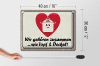 Blechschild Spruch 40x30cm Topf & Deckel gehören zusammen