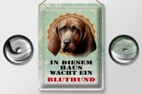 Blechschild Hund 30x40cm in diesem Haus wacht Bluthund