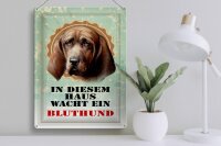 Blechschild Hund 30x40cm in diesem Haus wacht Bluthund