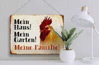 Blechschild Tiere 40x30cm Huhn mein Haus Garten Familie