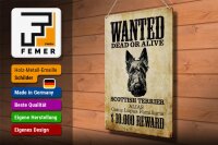 Blechschild Hund 30x40cm wanted Scottish Terrier