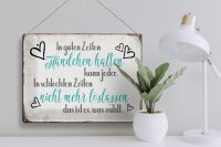 Blechschild Spruch 40x30cm in guten Zeiten Händchen halten