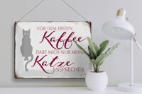 Blechschild Katze 40x30cm vor dem ersten Kaffee nur Katze