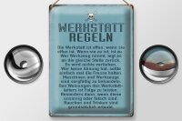 Blechschild Spruch 30x40cm Werkstatt Regeln Werkstatt