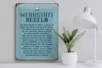 Blechschild Spruch 30x40cm Werkstatt Regeln Werkstatt