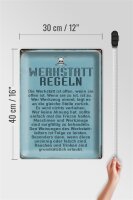 Blechschild Spruch 30x40cm Werkstatt Regeln Werkstatt