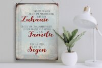 Blechschild Spruch 30x40cm Zuhause Familie Segen Schild