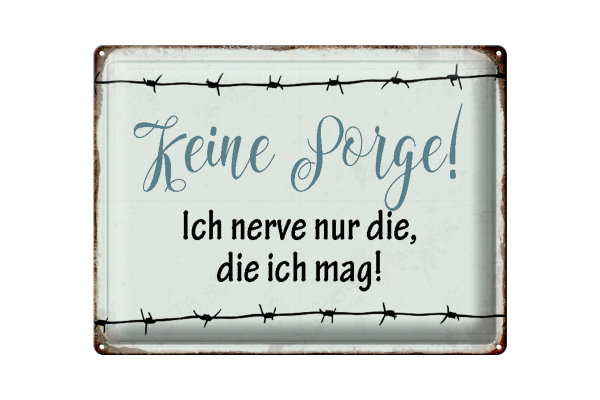 Blechschild 40x30cm keine Sorge ich nerve nur die ich mag