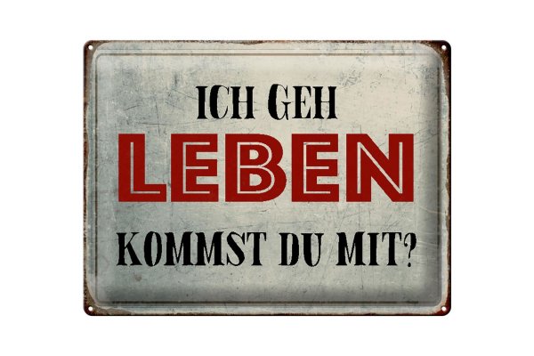 Blechschild Spruch 40x30cm geh leben kommst du mit Retro