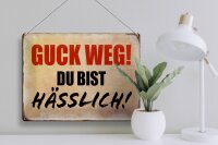 Blechschild Spruch 40x30cm guck weg du bist hässlich