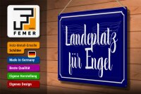 Blechschild Spruch 40x30cm Landeplatz für Engel Schild