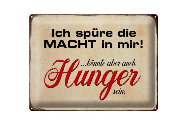 Blechschild Spruch 40x30cm spüre Macht in mir könnte Hunger