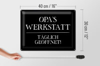 Blechschild Spruch 40x30cm Opas Werkstatt täglich geöffnet