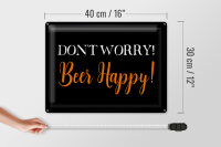 Blechschild Spruch 40x30cm Dont worry Beer happy Bier