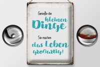 Blechschild Spruch 30x40cm genieße kleine Dinge sie machen