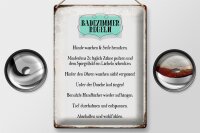 Blechschild Spruch 30x40cm Badezimmer Regeln Hände waschen