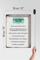 Blechschild Spruch 30x40cm Badezimmer Regeln Hände waschen