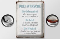 Blechschild Spruch 30x40cm 3 Wünsche Gelassenheit Kraft