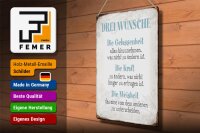 Blechschild Spruch 30x40cm 3 Wünsche Gelassenheit Kraft