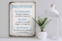 Blechschild Spruch 30x40cm 3 Wünsche Gelassenheit Kraft