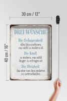 Blechschild Spruch 30x40cm 3 Wünsche Gelassenheit Kraft