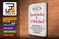 Blechschild Spruch 30x40cm in diesem Haus Kinderlachen