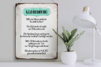 Blechschild Hinweis 30x40cm Klo Ordnung die Klobürste