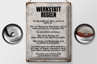 Blechschild Spruch 30x40cm Werkstatt Regeln Werkzeug