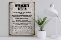 Blechschild Spruch 30x40cm Werkstatt Regeln Werkzeug