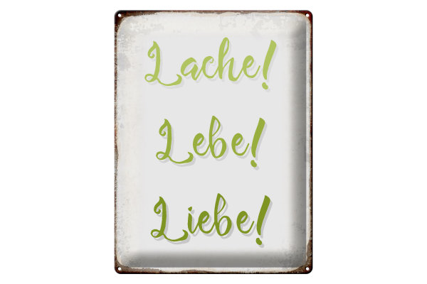 Blechschild Spruch 30x40cm lache lebe liebe Retro Schild