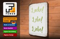 Blechschild Spruch 30x40cm lache lebe liebe Retro Schild
