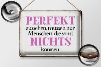 Blechschild Spruch 40x30cm perfekt aussehen nichts können