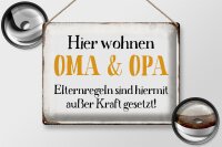 Blechschild Spruch 40x30cm hier wohnen Opa und Oma Retro