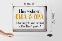 Blechschild Spruch 40x30cm hier wohnen Opa und Oma Retro