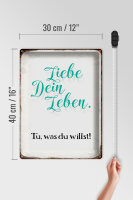 Blechschild Spruch 30x40cm liebe dein Leben tue was willst