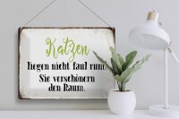 Blechschild Spruch 40x30cm Katzen liegen nicht faul rum