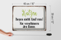 Blechschild Spruch 40x30cm Katzen liegen nicht faul rum