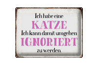 Blechschild Spruch 40x30cm habe Katze kann ignoriert werden