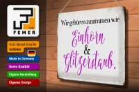 Blechschild Spruch 40x30cm Einhorn und Glitzerstaub