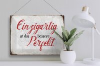 Blechschild Spruch 40x30cm einzigartig ist besseres Perfekt