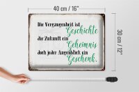 Blechschild Spruch 40x30cm Vergangenheit Zukunft Augenblick
