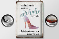Blechschild Spruch 30x40cm hab mich in Schuhe verliebt