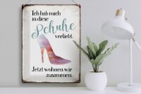 Blechschild Spruch 30x40cm hab mich in Schuhe verliebt