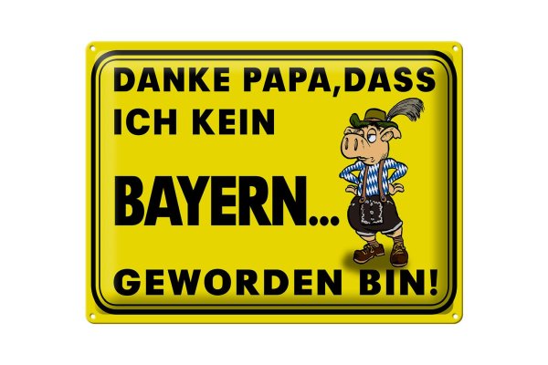 Blechschild Spruch 40x30cm Danke Papa dass ich kein Bayer