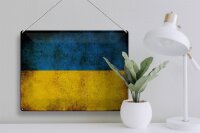 Blechschild Flagge 40x30cm Ukraine Fahne