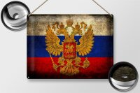 Blechschild Flagge 40x30cm Russland Fahne Wappen