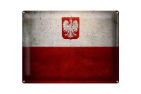 Blechschild Flagge 40x30cm Polen Fahne Wanddeko