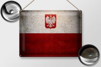 Blechschild Flagge 40x30cm Polen Fahne Wanddeko