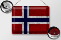 Blechschild Flagge 40x30cm Norwegen Fahne Wanddeko