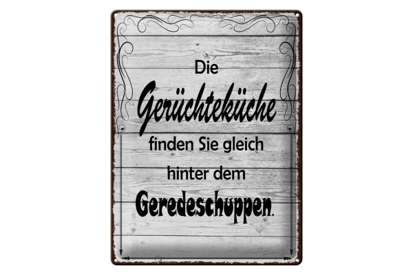 Blechschild Spruch 30x40cm Gerüchteküche Geredeschuppen